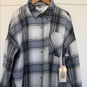 Women’s  Blue and White Plaid Shirt
